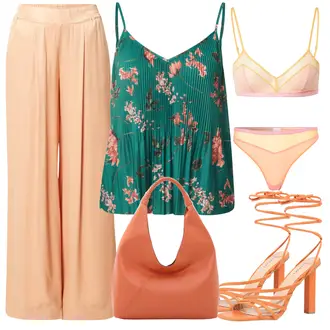 Outfit mit Orange/Rosa Hose Große Größe/Palazzo Hose/Weite Hose/Bundfaltenhose/Slinkyhose/Musselin Hose/Marlenehose/Culotte Hose Karen Millen "Elegantes Sommer Outfit"