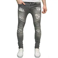 526Jeanswear Blade Herren Biker-Jeans Stretch Super Skinny Ripped Distressed Gr. 30 W/32 L, Greywash