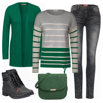 Outfit mit Schwarz Stiefel Tom Tailor "Perfektes Büro Outfit"