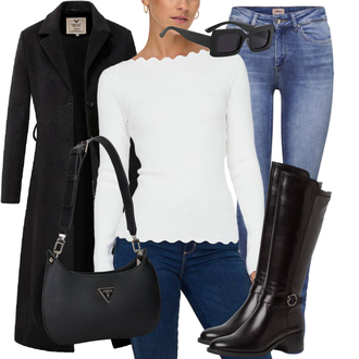Slim fit Outfit met zwart/wit/purper Women's Trenchcoats/Wintermantel Lange Winterjas/Wollen Mantel/Wollen Winterjas/Trenchcoat/Militaire Mantel/Lange Mantel/Lange mantel/Geklede Mantel/Slip Jas versano "Outfit voor de winter"