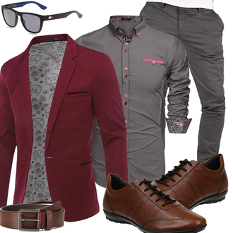 Paisley-Muster Outfit mit Grau COOFANDY "Freizeit Outfits"