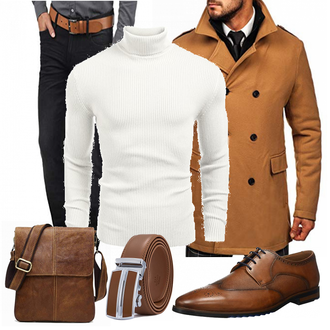 Outfit mit Braun Wintermantel/Winter Parka BOLF "Buro Outfit"