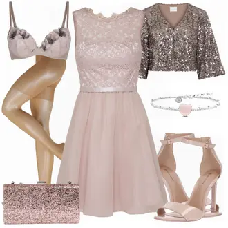 Outfit mit Grau/Rosa CocktailKleid Laona "Laona Kleid"