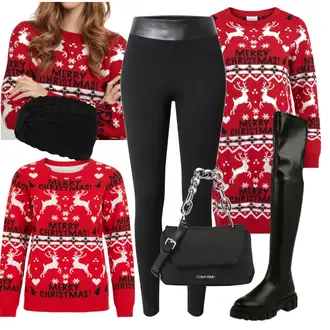 Silvester Outfits mit Schwarz/Dunkelgrau Leggings Große Größe/High Waist Legging/Leggings mit Schlitz/Gefütterte Leggings/Blickdichte Leggings/Push up Legging/Geformte Legging/Sport Leggings/Lederjacke/Treggings/Warme Leggings About You, Schwarz Flache Overknee Stiefel/Kniehoher Stiefel/Leder Overknee Stiefel/Langer Stiefel/Overknee Stiefel About You, Schwarz Hut About You "Silvester Outfit"