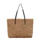 Faletony Sommer Stroh Strandtasche Groß Umhängetasche Shopper Handtasche Crossbody Strohtasche für Damen Mädchen Frau, Kaffeebraun/Weiß (Kaffeebraun)