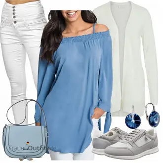 Outfit mit Grau Sneaker Geox "ACHIOOWA Langarmshirt"