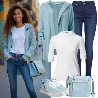Kombinacije od trapera sa Bijela Pleteni džemper/Kratki Džemper/Pleteni Džemper/Zimski Džemper/Mohair Pullover/Vuneni Džemper/Zdepasti džemper bershka "Cool proljetni outfit"