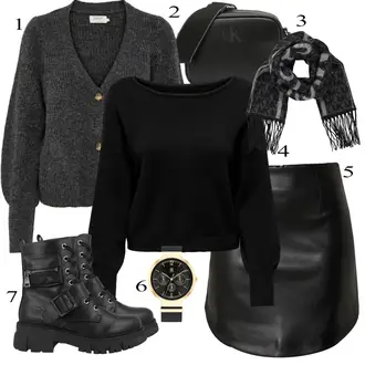 Outfity na zimu s hlubokým výstřihem s Černá/Tmavě šedá/Šedá/Světle šedá Pletenina veľkej veľkosti Only "Zimní outfity"