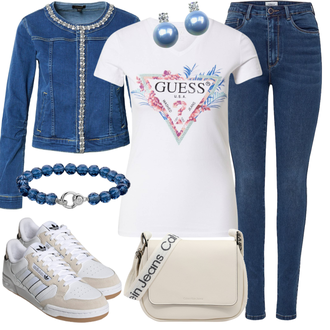 Outfit mit Blau Jeansjacke More & More "Perfekt für den Frühling"