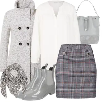 Wasserfall-Ausschnitt Outfit mit Grau/Braun/Beige Bouclé Mantel/Strickfleece Mantel/Strickmantel/Wollfleece Mantel/Wintermantel Wollmantel Only "Modisches Winter Outfit"