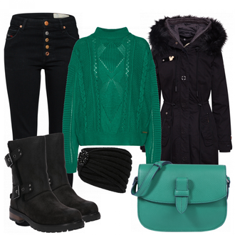 Outfit mit Blau Stiefel UGG "green"