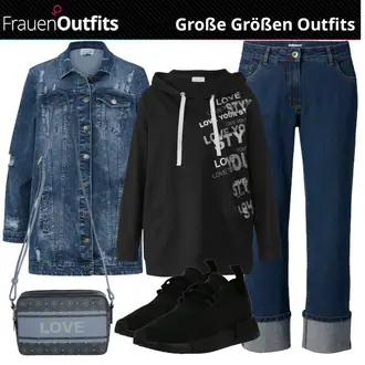Herbst Outfit mit Mantel/Jacke/Pullover/Jeansjacke Angel of Style "Freizeit Outfit für Mollige"
