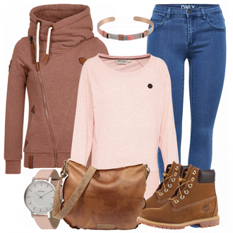 Outfit mit Braun Stiefel Timberland "Zuckerwatte"