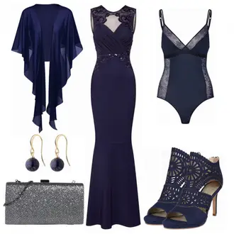 spitze Outfit mit Blau/Dunkelblau Sandalette/Schuh Ohne Schnürsenkel/SommerStiefelette/Sommer Schuh/Sandalen Mit Absatz/Eleganter Schuh Bullboxer "Lipsy Kleider"