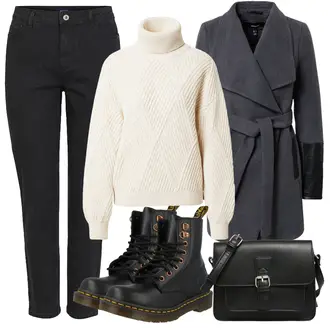 mit Reißverschluss Outfit mit Schwarz Plateau Stiefel/Stiefel mit Reißverschluss/Plateau Halbschuh/Leder Overknee Stiefel/SchnürStiefel Dr. Martens "Outfit für den Herbst"