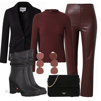 Outfit mit Schwarz/Rot Sweatshirt Only "Herbstlicher Look"