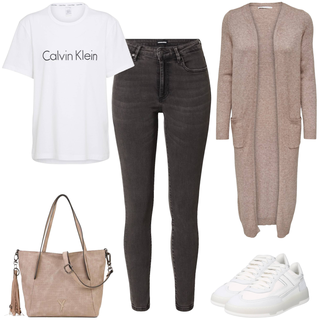 Outfit mit Hellgrau/Dunkelgrau/Khaki/Dunkelgrün/Grau/Braun Lederjacke/Ankle Boot/Biker Jeans/Cropped Jeans/High Waist Jeans/Jeans mit Schlitz/Push up Jeans/Slim Fit Jeans/Cuir Chaussures/Thermojeans/男士皮夹克/Winterjacke Armedangels "Cooler Alltagslook"