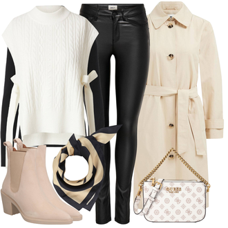 tenues avec Rose/Beige/Marron Bottine de Cow-boy/Bottine Western/Veste en Cuir/Botte Pointue/Bottine d'Été About You "Tenue d'automne"