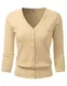 danibe Damen 3/4 Ärmel V-Ausschnitt Button Down Strickpullover Weich Cardigan (S-XXL), Dbt303_Taupe, XX-Large