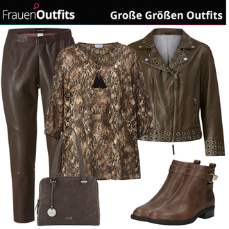 80er Outfit mit Braun/Dunkelbraun/Beige Klassischer Stiefel/Cowboystiefel/Gefütterte Stiefelette/Vintage Stiefel/Rahmengenähter Schuh/Leder Stiefelette/Lederjacke/Vintage Stiefelette/Reitstiefel/Chelsea Boot About You "Perfekt für Mollige"Look: Uni, Western, Country Styl, Cowgirl, Schön, Duckfeet, 80er