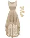 BeryLove Damen Spitzen Vokuhila Cocktailkleid V Ausschnitt Ärmellos Elegant Brautjungfernkleid Partykleid BLP7018ChampagneM