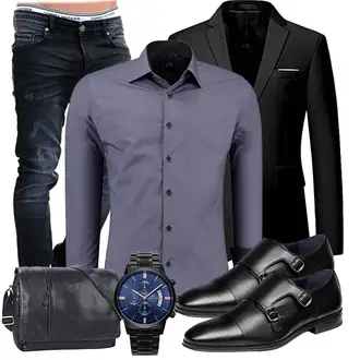 Latex Outfit mit Schwarz Bruno Marc "Business Outfit"