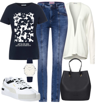 Kurz/Mini Outfit mit Schwarz Accessoire/Beuteltasche Expatrié "Cooler Look Für Den Frühling"