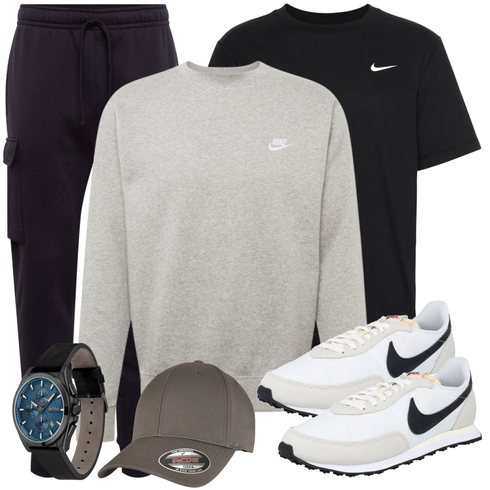 Schwarz/DunkelGrau/Grau/Dunkelblau T-Shirt Training/Sport-Top/Funktions T-Shirt Nike kombinieren