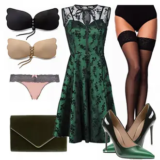 Outfit mit Dunkelgrün/Grün Fit & Flare Kleid/Ärmelloses Kleid/SkaterKleid/Gothic Kleid/Weihnachtskleid/Rock''n''roll Kleid/Cocktailkleid/Spitzenkleid/A-Linien Kleid Voodoo Vixen "VOODOO VIXEN"