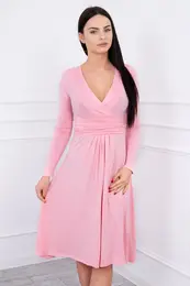 marka niezdefiniowana Dress cut under the bust, long sleeve powder