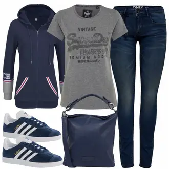 Gazelle Outfit mit Grau Sneaker Adidas Originals "Mareile"