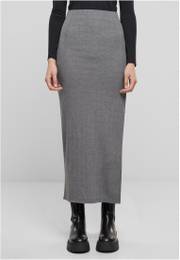 Women's ribbed skirt with high slit gray