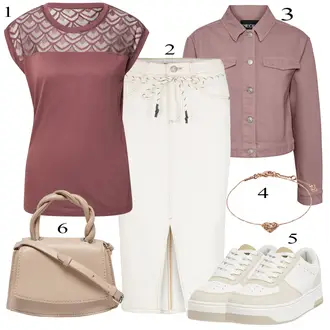 Outfit sa Smeđa/Ljubičasta/Pink/Crvena Majica i top/Majica I Top Veći Broj/Bluza Veći Broj/Bluza i Tunika Tunika Only "Tvoj otmjeni outfit"