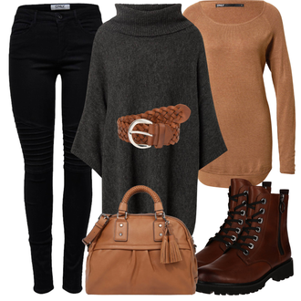 Motorrad Outfit mit Schwarz Treggings/Motorradhose/Skinny Hose/Jeggings/Leggings mit Schlitz/Cord Legging Only "Outfit für den Herbst"Look: Reiten, Motorrad, Laufen