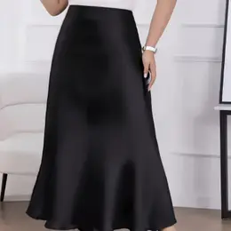 Size Satin Maxi Skirt For Women - High-waisted, Flowing Silhouette, , Polyester , Machine Washable, Wear, Occasion Dress Smooth
