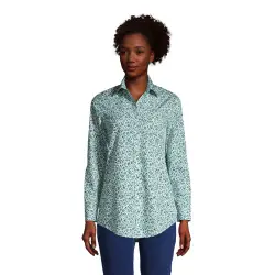 Bgelfreie Supima-Hemdbluse, Damen, Gre:S petite, Blau, Baumwolle, by Lands'''' End