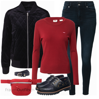 Outfit mit Rot Sweatshirt levi's "Alltagsoutfit"