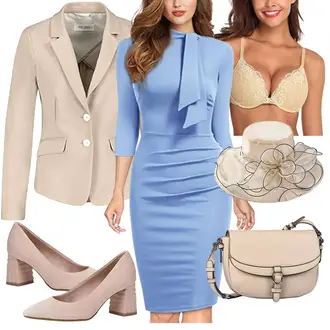 Stoff Outfit mit Beige/Khaki/Braun Lederjacke/Blusenblazer/Boyfriend Blazer/Baumwoll ­Blazer/Blazerjacke/Kurzblazer/Eleganter Blazer/Lässiger Blazer/Lederjacke für Männer/Lederjacke GERRY WEBER "Anziehendes High Society Outfit"