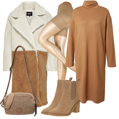 Braun/Beige Strick Große/Tunika/Kleid Große Größe/Kaschmir-Strickjacke/Morgenmantel/Lange Strickjacken/Rundhals-Strickjacke/Stehkragen-Strickjacke/Winter Strickjacke S.Oliver kombinieren