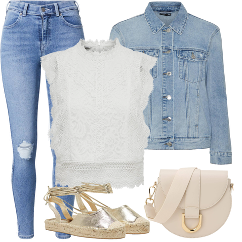 Comment poter Beige/Marron/Doré/Vert Sandales Sandale Espadrille/Sandalette de Pêcheur/Espadrille à Plateforme Only avec Bleu/Bleu clair Veste en Cuir/Jeans avec Fente/Vestes en cuir/Jean Taille Haute/Jeans avec un Trou/Jean Push-up Dr. Denim