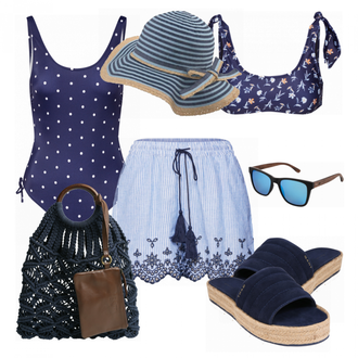 Mit Pailletten Outfit mit Braun/Dunkelblau/Blau/Pastell/Rot Bustier-Bikinitop/Bikini Crop Top/High-Neck-Bikinitop/Herren Leder Gürtel/Push-Up-Bikinitop Leger by Lena Gercke "Only"