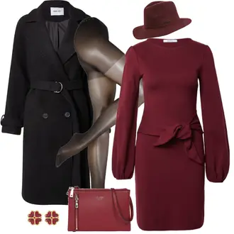 Elegant Outfit mit Rosa/Bordeaux/Lila/Dunkelrot Kleid Große Größe/Kleid mit Gürtel/Herbstkleid/Langärmliges Winterkleid/Langarm Etuikleid/Standesamt Kleid/Pulloverkleid/Rollkragenkleid/Winter Strickkleid About You "Elegantes Winter Outfit"Look: Rap, Uni, Rad, Burlesque, Elegant, Büro, Overdressed