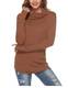 SIRUITON Damen Strickpullover Sweater Rollkragen Pullover Elegant Jumper Strick Pulli Damen Sweater, Medium(DE38-40), Braun
