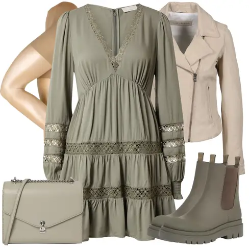 Kombinirajte Smeđa/Tamnozelena/Bež Chelsea Gležnjača/Gumena Gležnjača/Ravna Gležnjača/Kožna Jakna About You s Zeleno/Tamnozelena Elegantna Boho Haljina/Vintage Boho Haljina/Boho ljetna Haljina/Haljina tunika guido maria kretschmer women