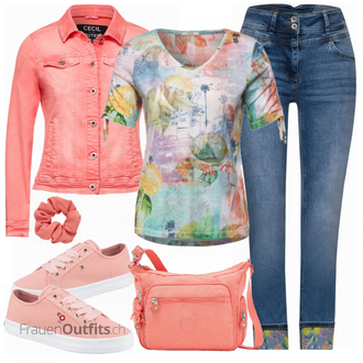 Outfit mit Rosa/Beige/Blau Sneaker Tommy Hilfiger "Modischer Sommer Look"