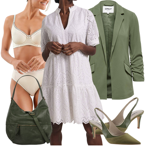 Weiß/Braun/Creme Baumwollkleid/Gesmoktes Kleid/Tunika Kleid/Französisches Kleid/Spitzenkleid/Standesamt Kleid/Etuikleid/Hemdkleid/Nicki Kleid/Musselin Kleid/Sommerkleid/Blusenkleid Y.A.S kombinieren