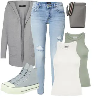All Star Lift Outfit s Světle šedá/Šedá/Modrá/Světle modrá Plátěná teniska/Skate Bota/Úzká teniska/Tenisky s Bočním Zipem Converse "Sportovní letní outfity"