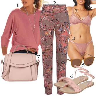 Invité de mariage tenues avec Marron/Violet/Rose/Rouge/Rouge foncé Pantalon Bavarois/Pantalon en Tissu/Pantalon en Mousseline/Pantalon Imprimé Lascana "tenues parfaite"