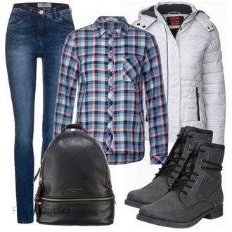 Outfit mit Schwarz Stiefel Tom Tailor "Herbstlicher Look"