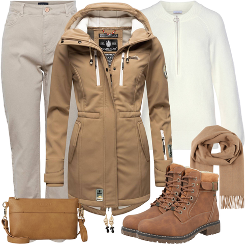 Khaki/Beige Caprijeans/Cropped Jeans/High Waist Jeans/Jeans mit Schlitz/T-Shirt/Mom Jean/Bundfaltenjeans/Sweatjeans/Tapered-Jeans/Thermojeans Pieces kombinieren